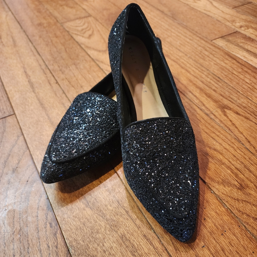 Sparkle Black Flats Kelly & Katie Pointed Almond Toe 8